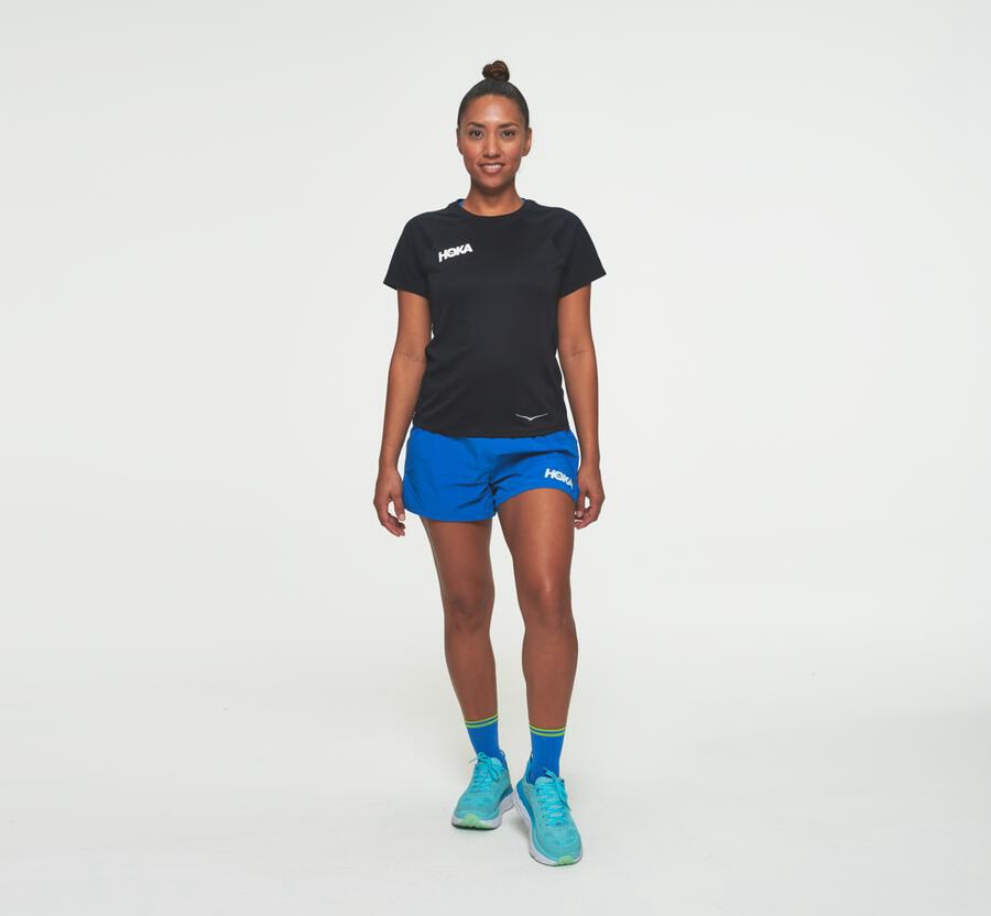 Hoka One One Top Kadın Siyah - Performance Short Sleeve - DU0243518